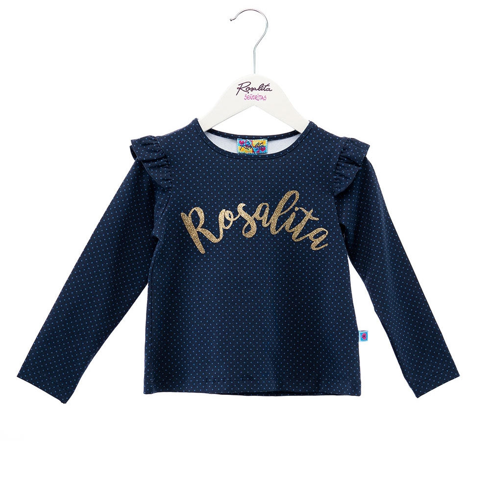 T-shirt della linea abbigliamento bambina Rosalita senoritas, con fantasia a micropois, con stamp...