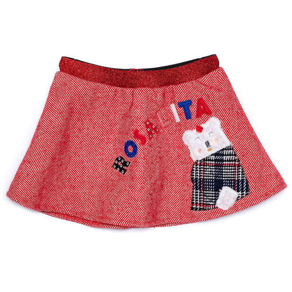 Gonna della Linea Abbigliamento Bambina Rosalita Senoritas  con elastico in vita. Tweed rosso con...