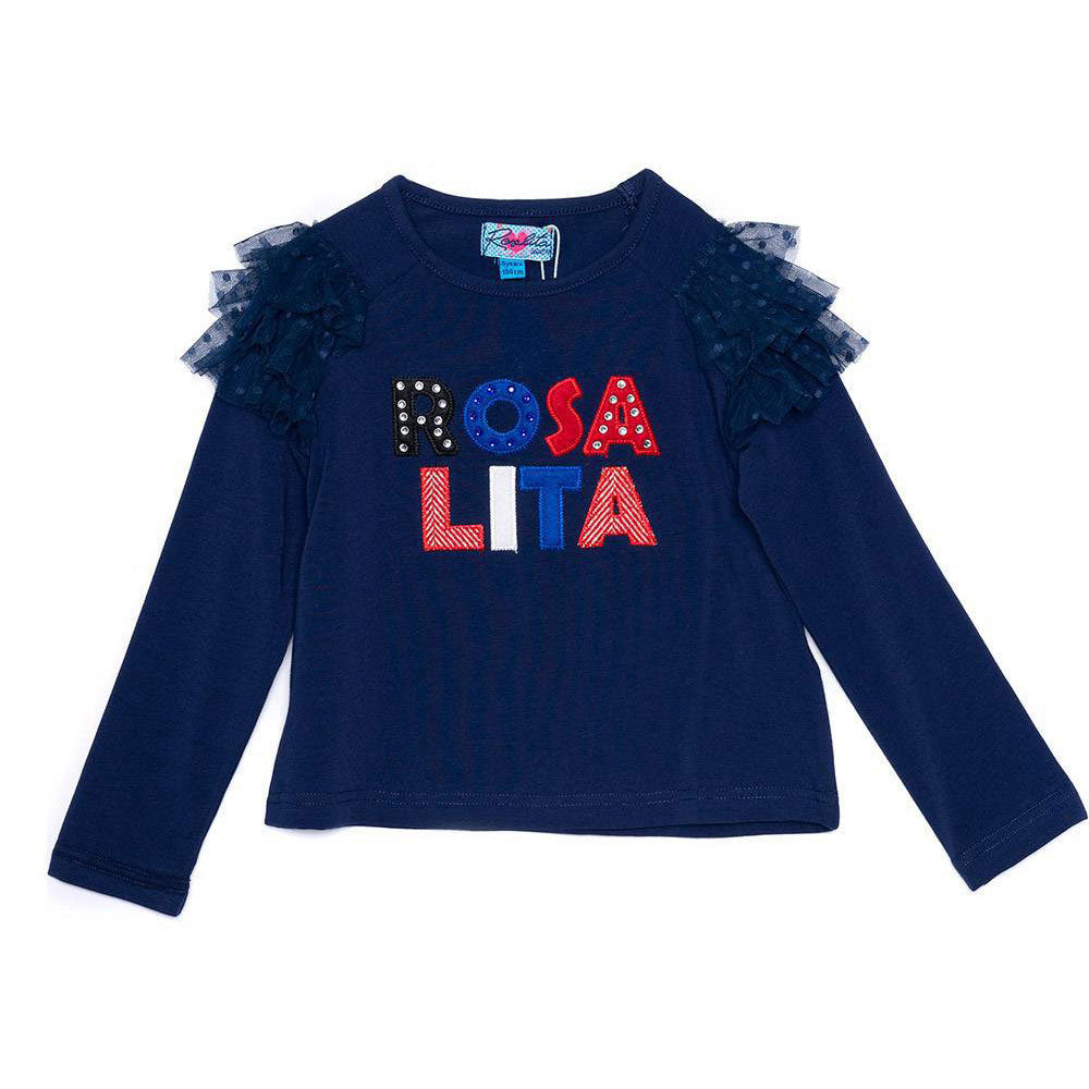 
  T-shirt girocollo della Linea Abbigliamento Bambina Rosalita Senoritas in cotone
  con maniche...