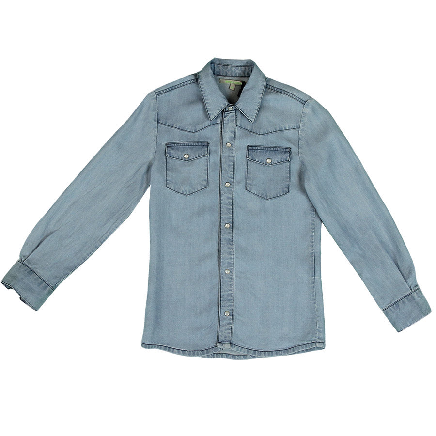 
  Camicia di jeans della linea abbigliamento bambino Silvian Heach Junior, taglio
  sportivo con...