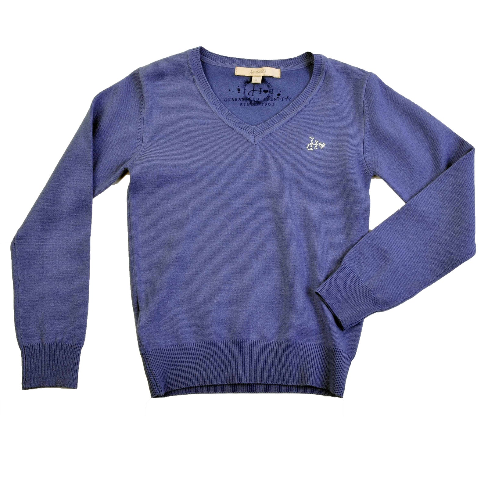 
  Maglione basico della linea abbigliamento bambina Silvian Heach con scollo a v, applicazione d...