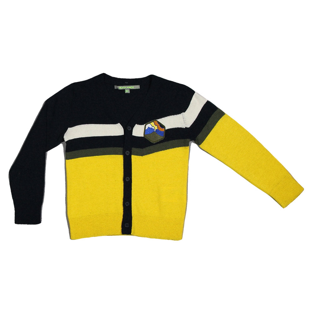 
  Cardigan della linea abbigliamento bambino Silvian Heach Kids, bicolor con fascia
  a righe bi...