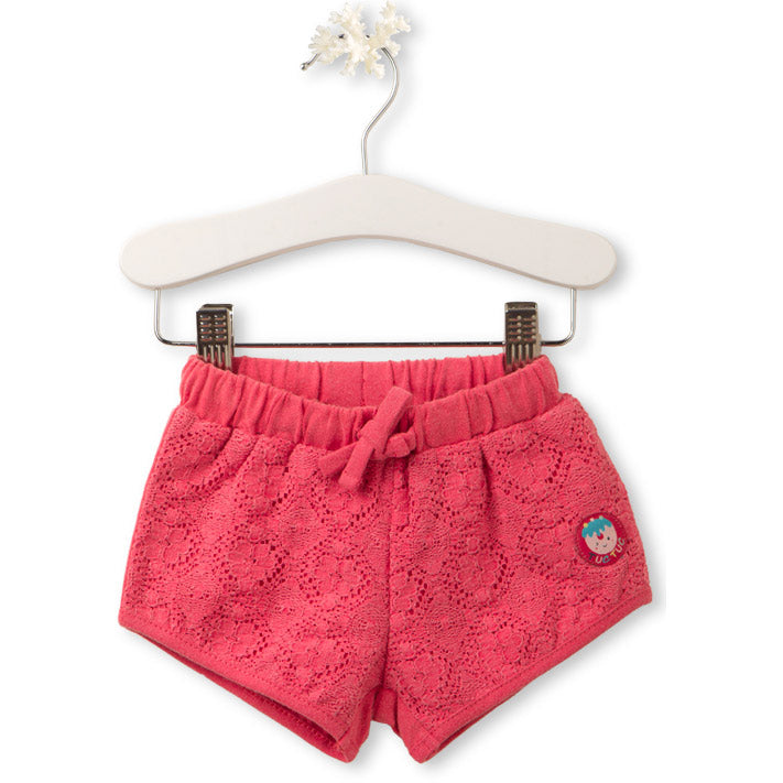 
  Short della linea abbigliamento bambina Tuc Tuc, in tessuto traforato a tinta unita
  e con el...