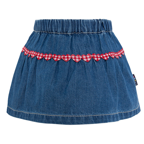 
  Gonnellina della linea abbigliamento bambina Tuc Tuc, in denim con elastico in vita
  e applic...