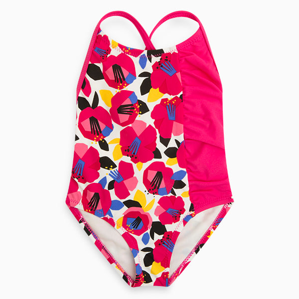 
  Costume intero, della linea bambina mare Tuc Tuc, con fantasia floreale ; bretelline
  regolab...