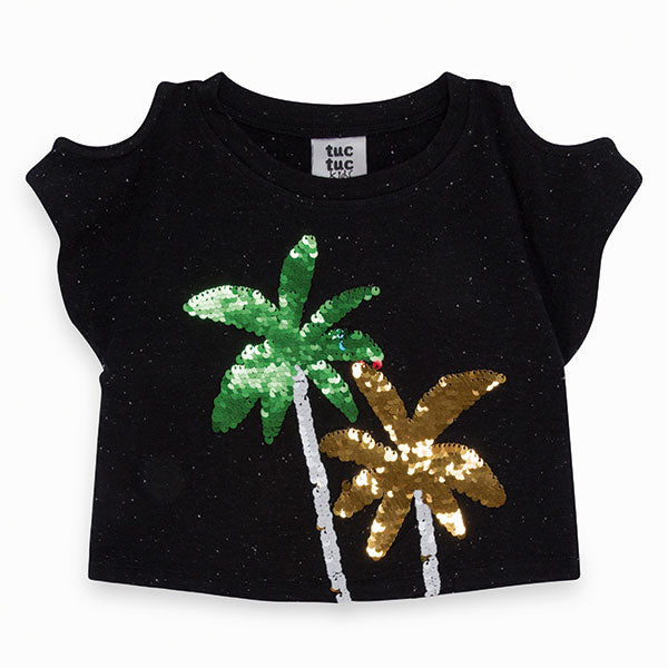 
  Top della linea abbigliamento bambina Tuc Tuc, con applicazione di paillettes dorate,
  e part...