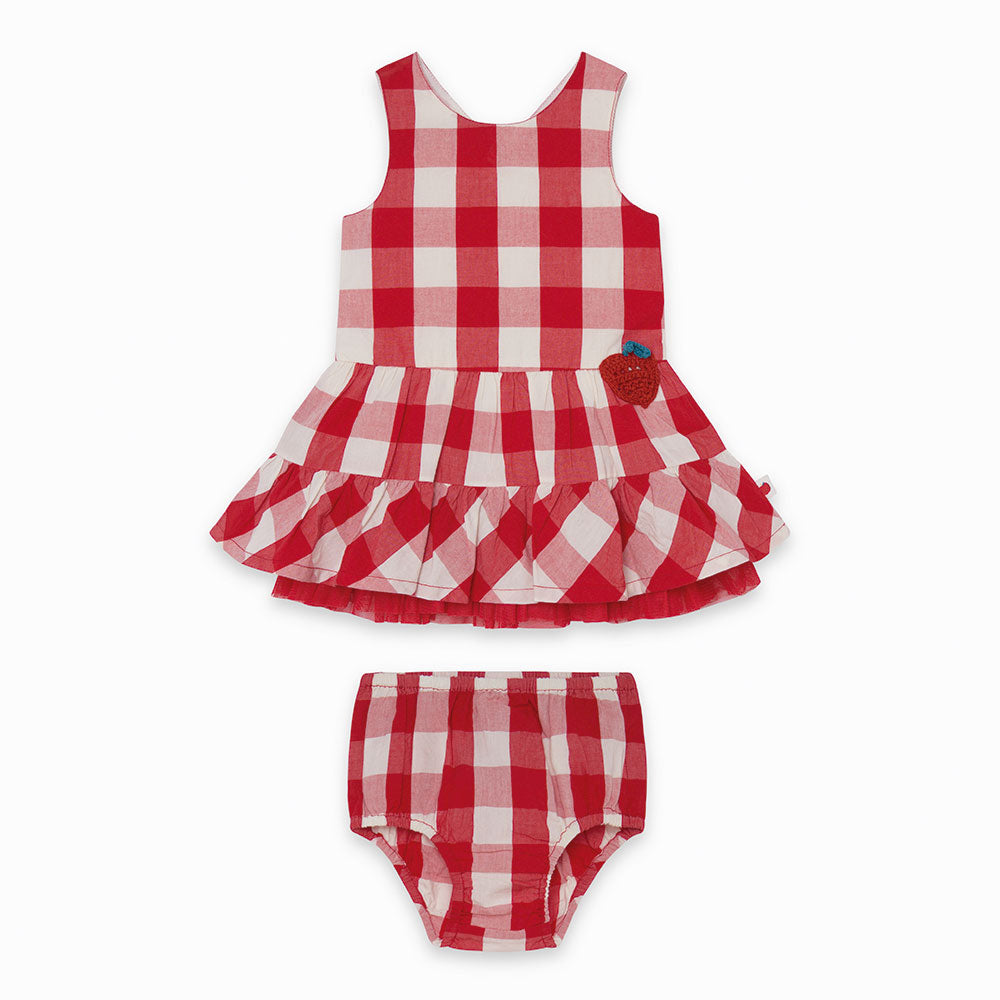 
  Vestitino della Linea Abbigliamento Bambina Tuc Tuc con ampia gonna a balze e pattern
  a quad...