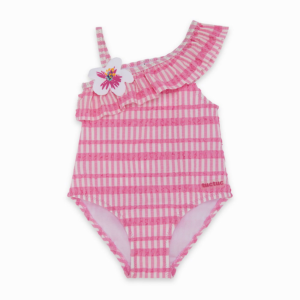 
  Costume intero della Linea Abbigliamento Bambina Tuc Tuc modello asimmetrico con
  rouches att...