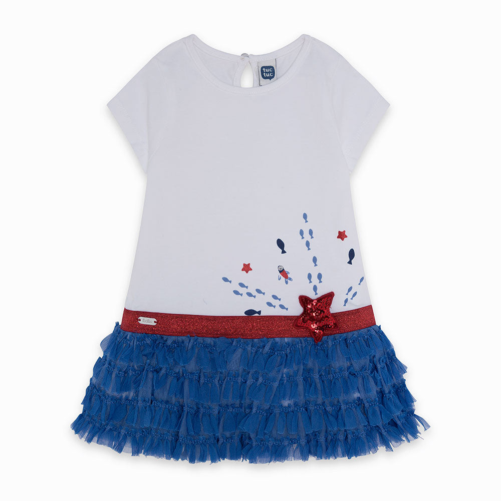 
  Vestitino della Linea Abbigliamento Bambina Tuc Tuc con gonna a balze in toulle,
  cinturino i...