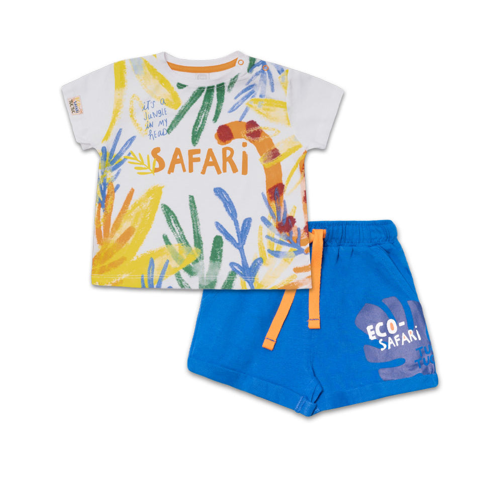 
Completo due pezzi della Linea Abbigliamento Bambino Tuc Tuc,, con t-shirt a fantasia safari con...