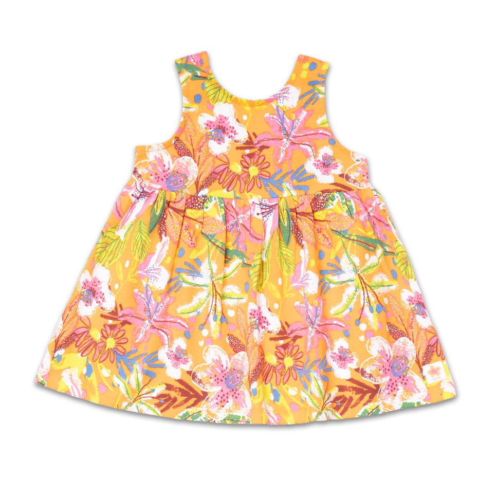 Abitino in jersey della Linea Abbigliamento Bambina Tuc Tuc, con fantasia di fiori tropicali su f...