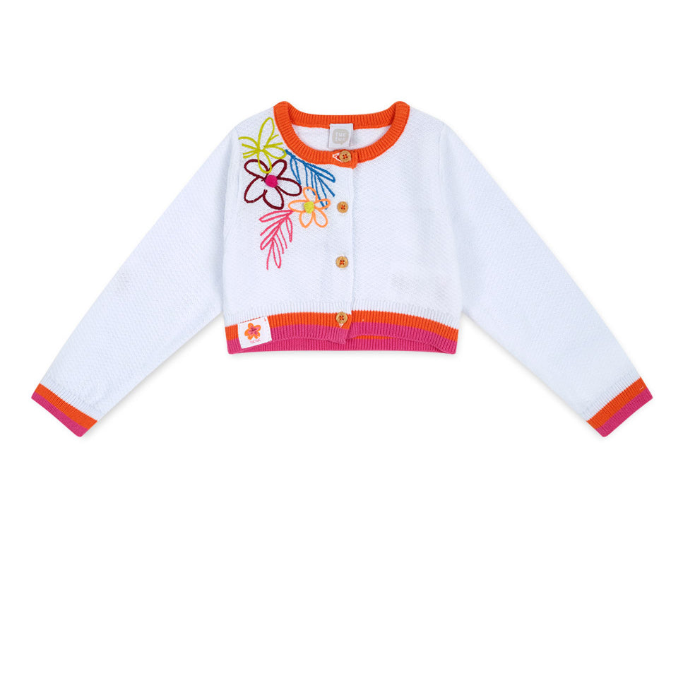 
Cardigan in cotone della Linea Abbigliamento Bambina Tuc Tuc, con ricami in contrasto di colore ...