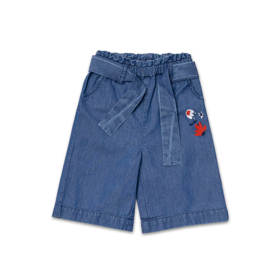 pantalone a palazzo della Linea Abbigliamento Bambina Tuc Tuc, colore denim, con cinturino ed ela...