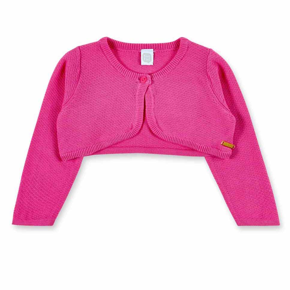 Cardigan della Linea Abbigliamento Bambina Tuc Tuc, corto a tinta unita, con unico bottone.
Compo...