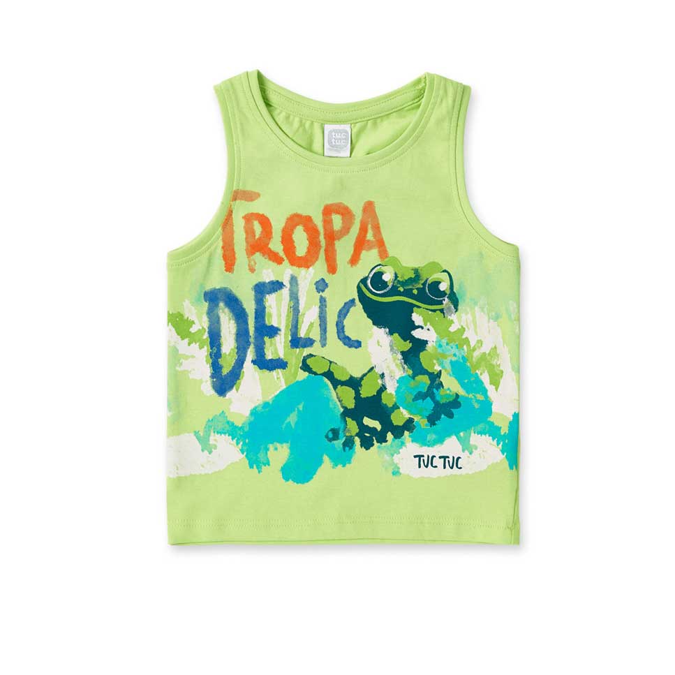 Canotta della Linea Abbigliamento Bambino Tuc Tuc, con stampa a colori vivaci su fondo fluo.
Comp...