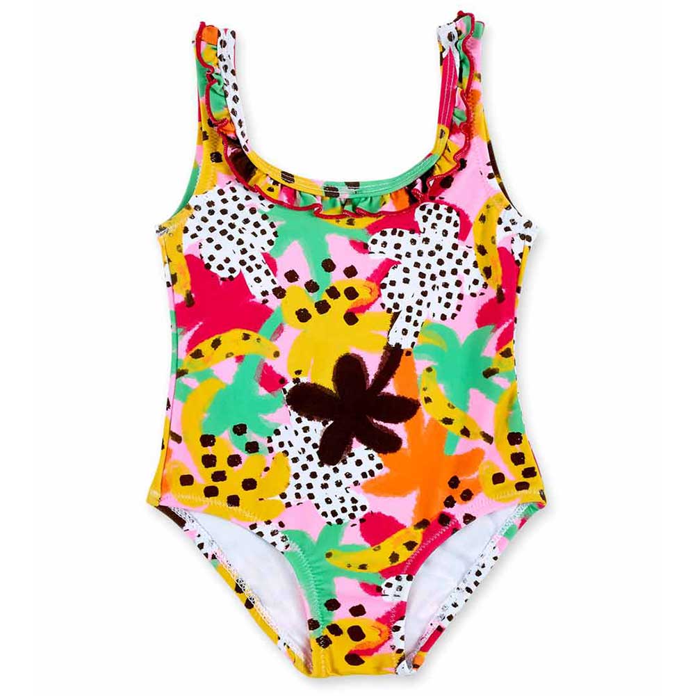 Costume intero della Linea Abbigliamento Bambina Tuc Tuc, con fantasia  tropicale e voilant.

Com...