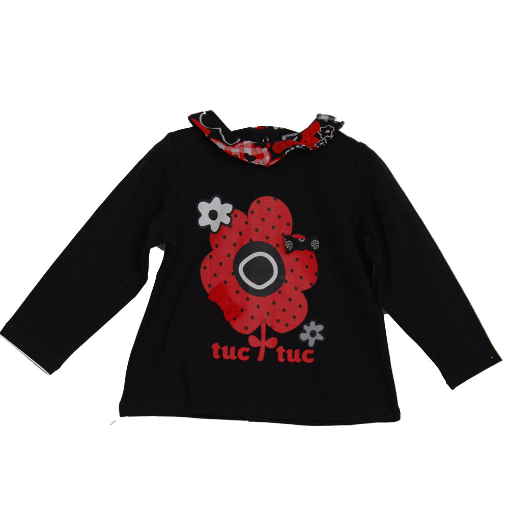 
  T-shirt della linea abbigliamento bambina Tuc Tuc a tinta unita con stampa colorata
  e fiocch...