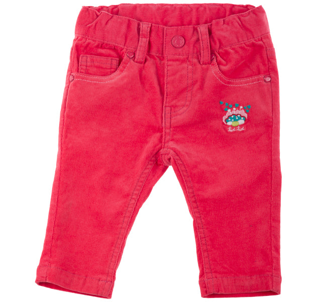 
  Pantalone della linea abbigliamento bambina Tuc Tuc in velluto a costine,fiorellinii sul davan...