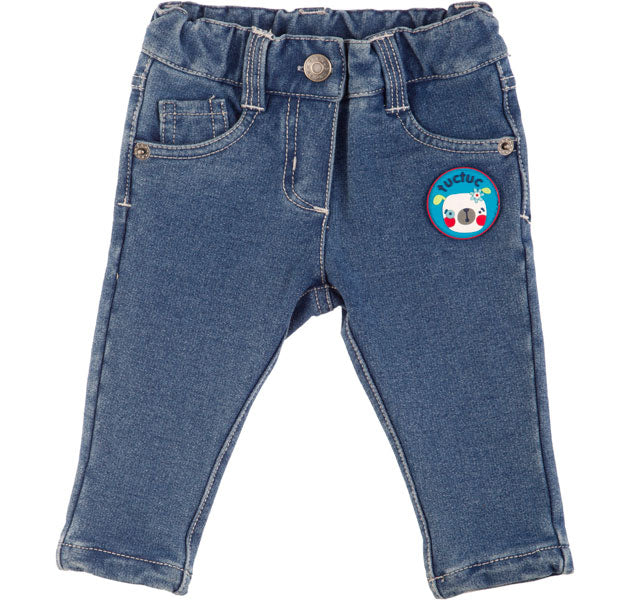 
  Pantalone della linea abbigliamento bambina Tuc Tuc in felpa tipo denim con taschina
  a forma...