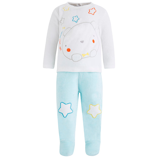 Completo due pezzi in ciniglia della linea abbigliamento bambino Tuc Tuc, con maglia con ricami c...