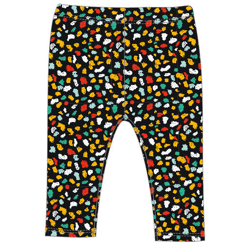 Leggins della linea abbigliamento bambina Tuc Tuc, con fantasia multicolor all over, su fondo ner...