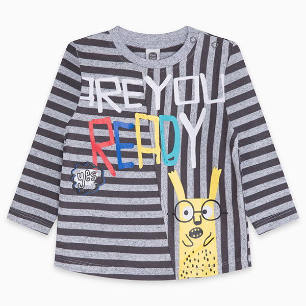 
  T-shirt della Linea Abbigliamento Bambino Tuc Tuc, con fantasia a righe e bottoncini
  sulle s...