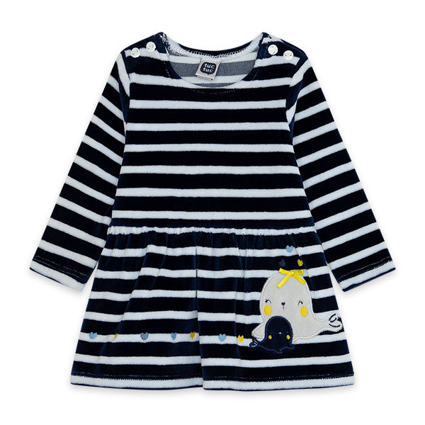 
  Abitino in ciniglia della linea abbigliamento bambina Tuc Tuc, collezione It's cold.
  con bot...