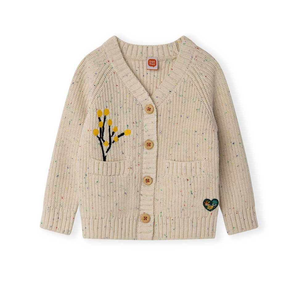 
Cardigan della Linea Abbigliamento Bambina Tuc Tuc, lungo, con taschine sul davanti e ricami mul...