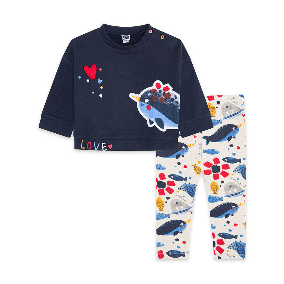 
Completo due pezzi della Linea Abbigliamento Bambina Tuc Tuc, con felpa larga con applicazione i...