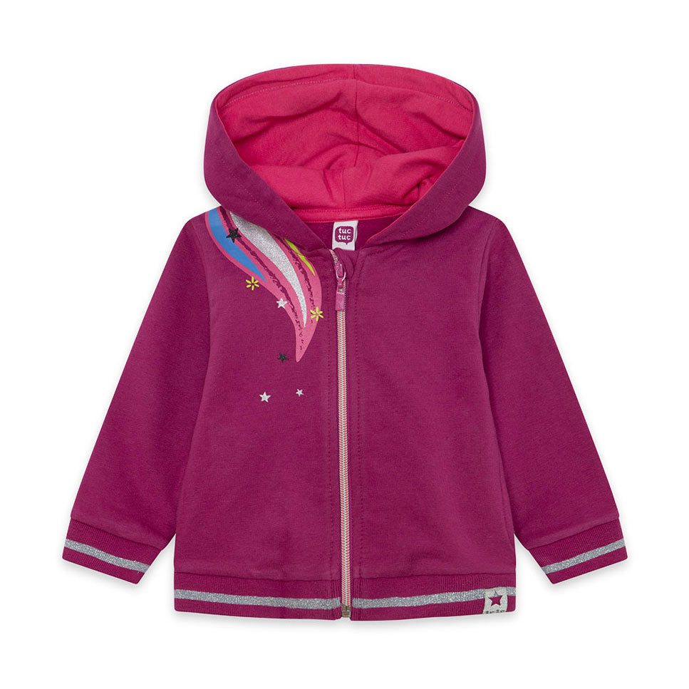 
Felpa con cappuccio della Linea Abbigliamento Bambina Tuc Tuc, con cappuccio e zip, e stampa mul...