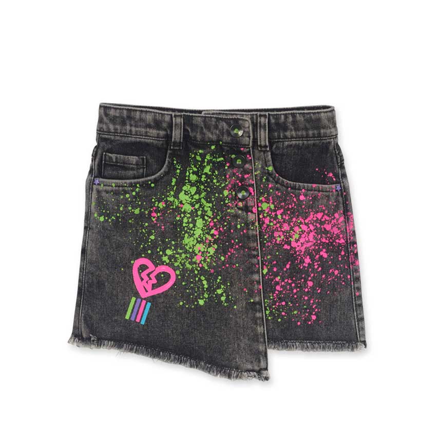 Gonna in jeans della Linea Abbigliamento Bambina Tuc Tuc, modello a portafoglio con stampe colora...