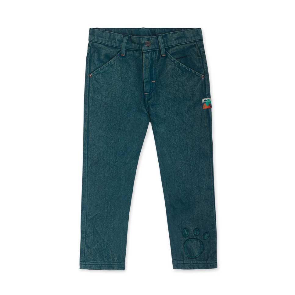 Pantalone della Linea Abbigliamento Bambino tuc Tuc, in twill, color verde bosco con piccoli dise...