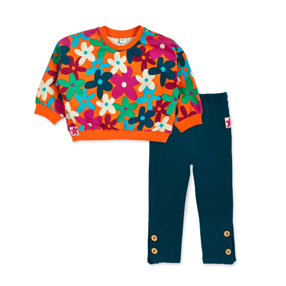 Completo due pezzi della linea Abbigliamento Bambina Tuc Tuc, con felpa larga modello over a fant...