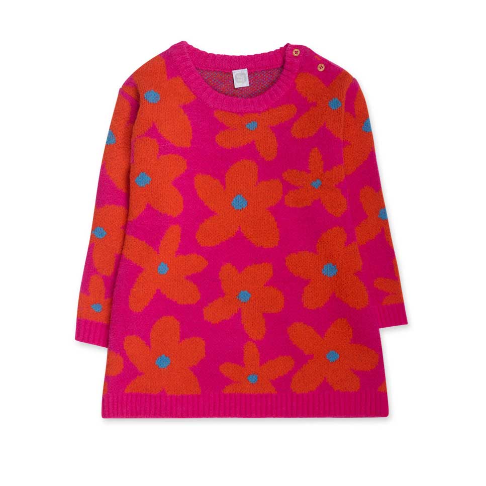 Abitino in maglia della linea Abbigliamento Bambina Tuc Tuc, con fantasia floreale a tinte vivaci...