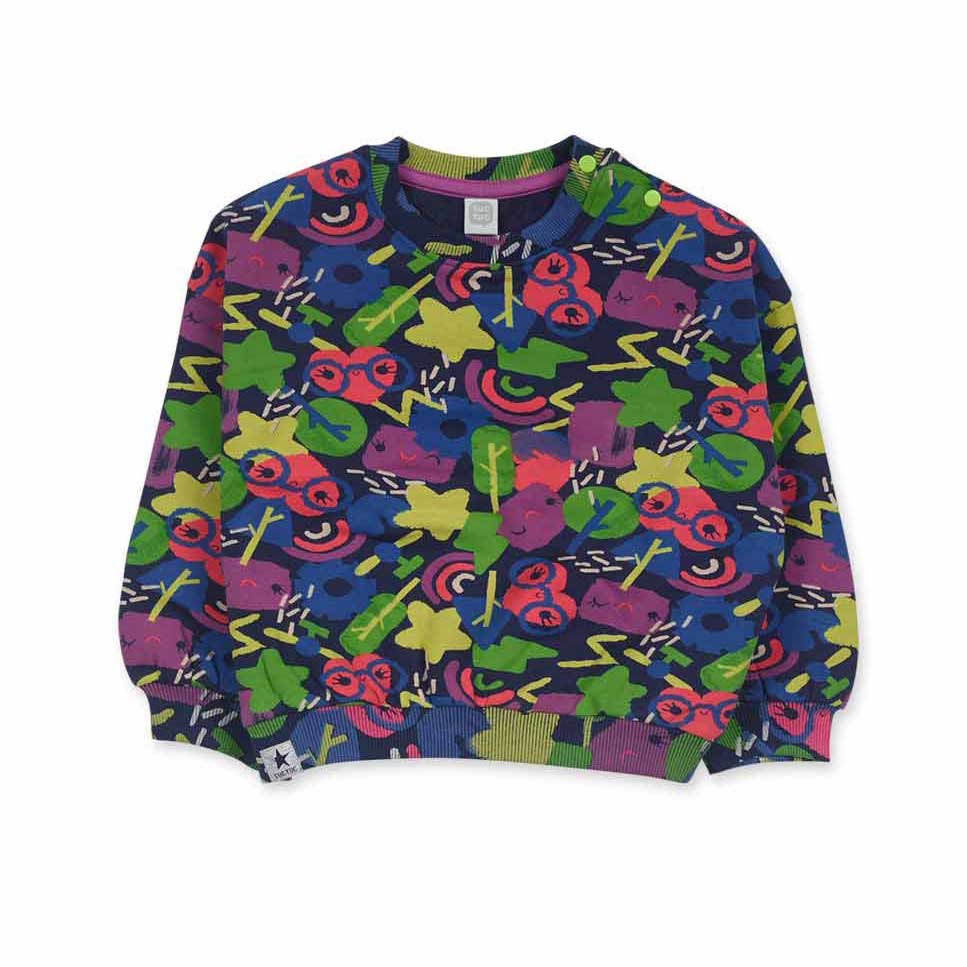 
Felpa della Linea Abbigliamento Bambina Tuc Tuc, con fantasia geometrica in colori fluo. Taglio ...