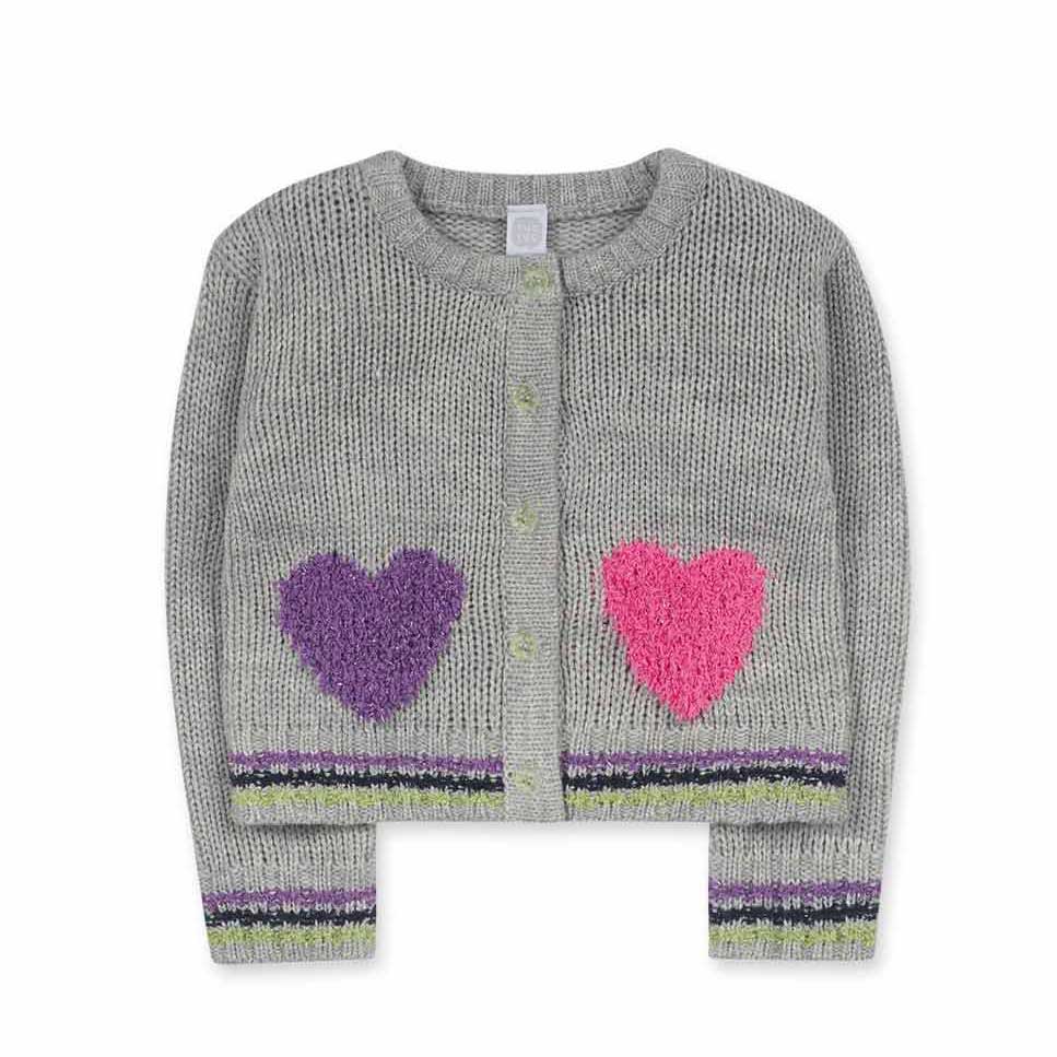 Cardigan della Linea Abbigliamento Bambina Tuc Tuc, modello corto con sul davanti cuori in maglia...