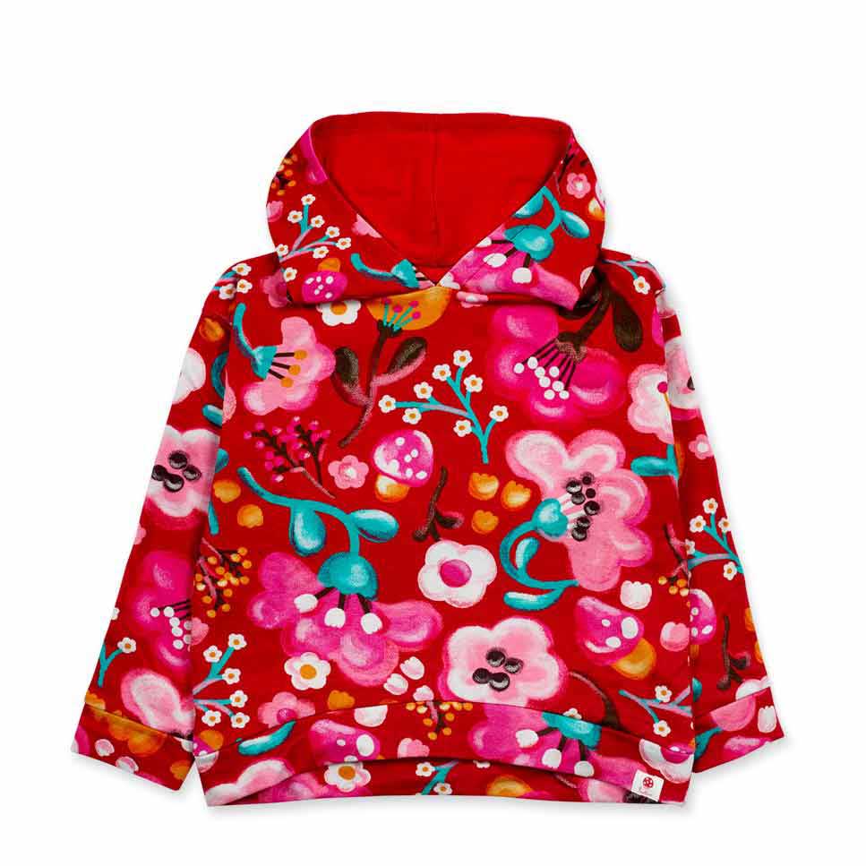 Felpa con cappuccio, della Linea Abbigliamento Bambina Tuc Tuc, con fantasia a fiori in colori vi...