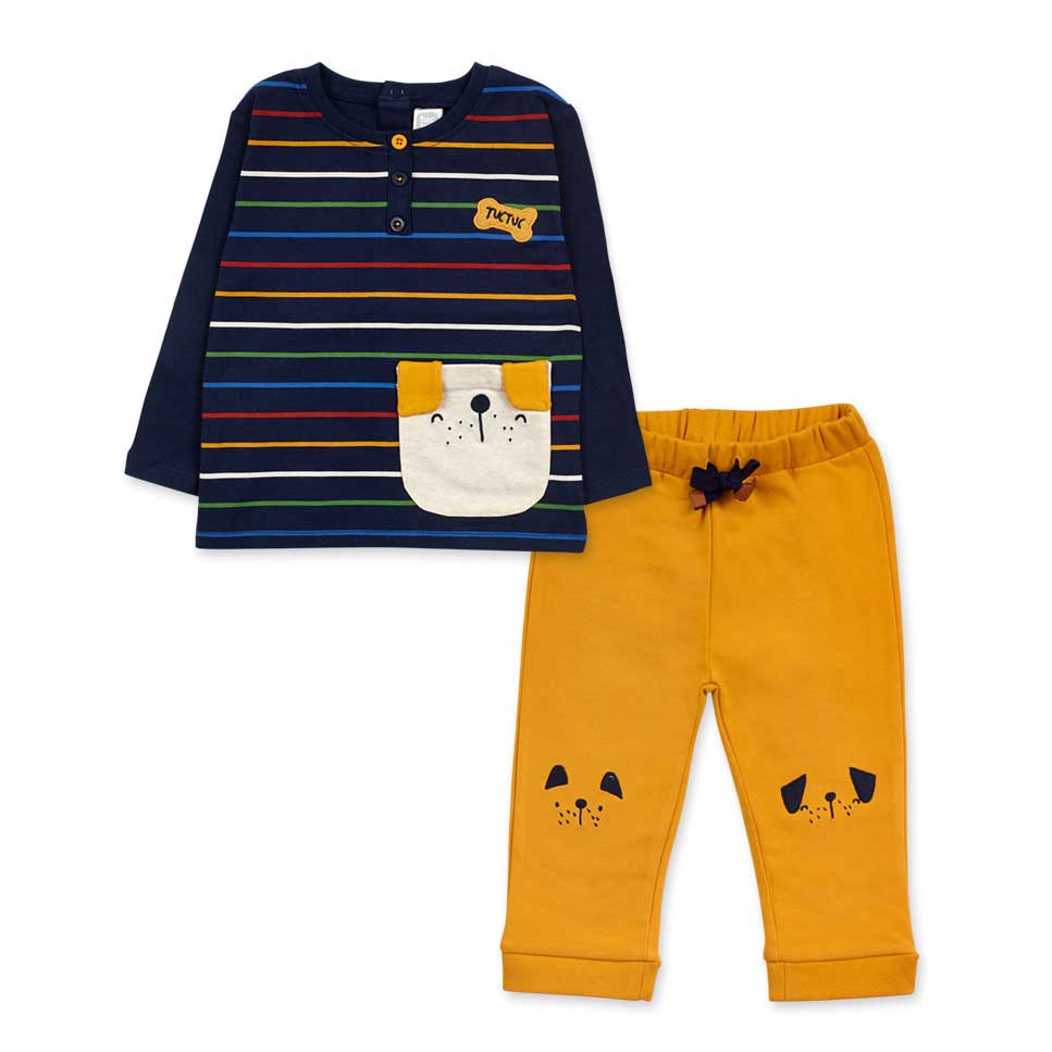 Completo due pezzi della Linea Abbigliamento Bambino Tuc Tuc con felpina a fantasia e pantaloni i...