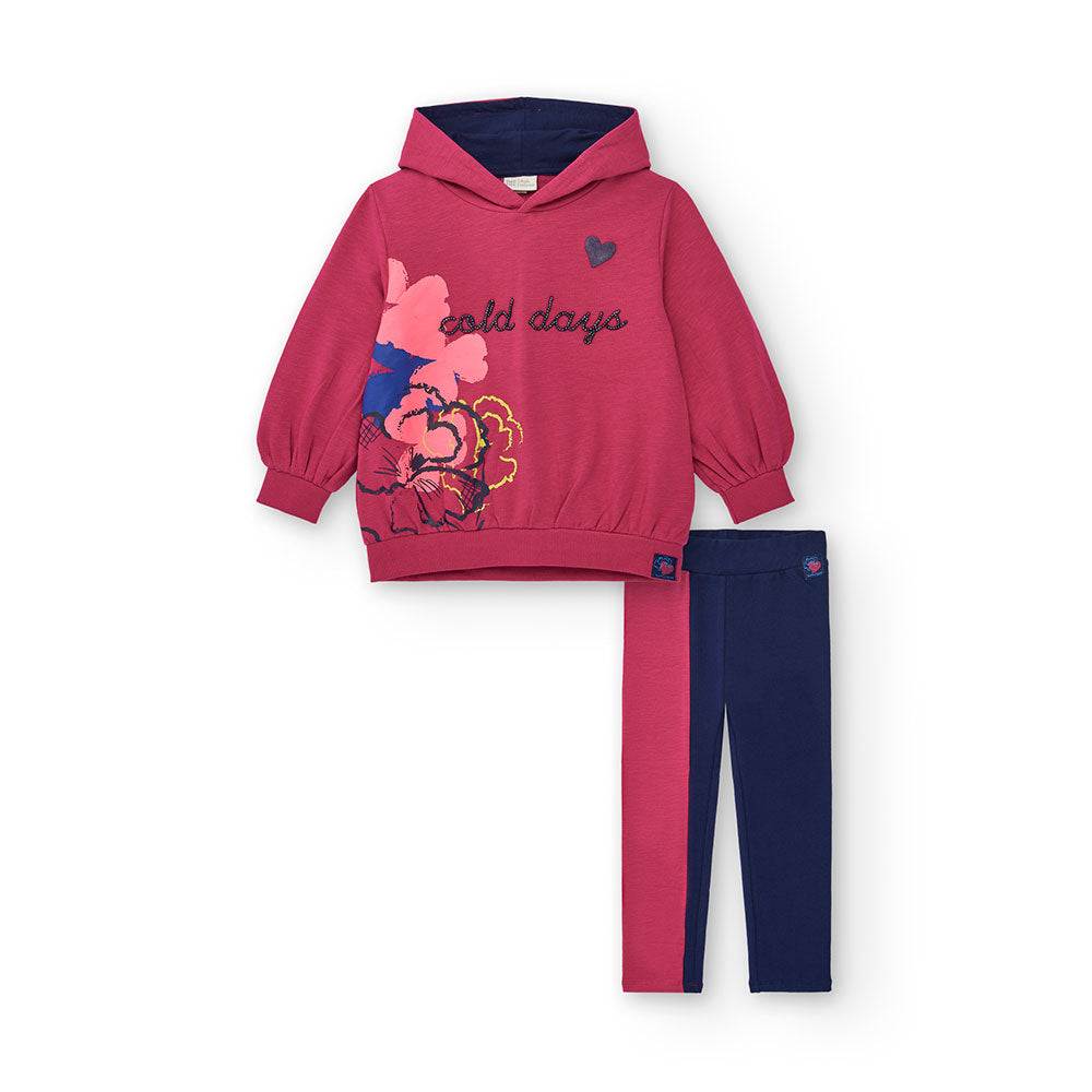 Completo due pezzi della Linea Abbigliamento Bambina Tuc Tuc, composto da felpa con cappuccio e l...