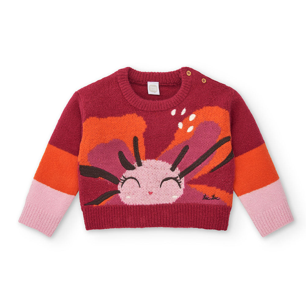 Maglione della Linea Abbigliamento Bambina Tuc Tuc, disegni floreali sul davanti e piccoli ricami...