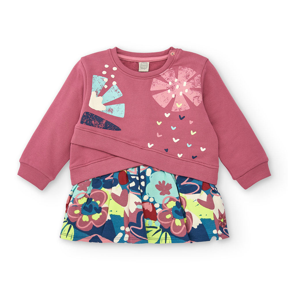 Abitino della Linea Abbigliamento Bambina Tuc Tuc, con modello incrociato sul davanti, gonna a fa...