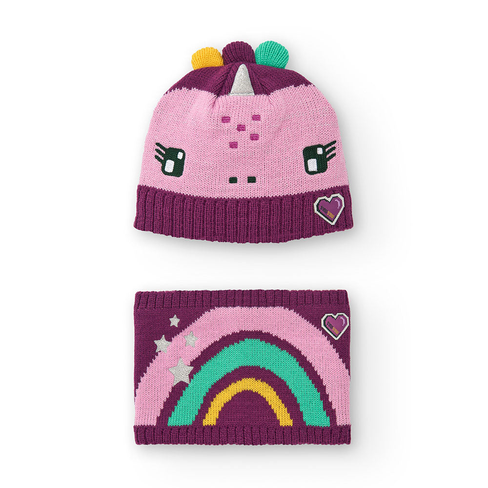 Set della Linea Abbigliamento Bambina Tuc Tuc, composto di cappello con orecchie e scaldacollo in...