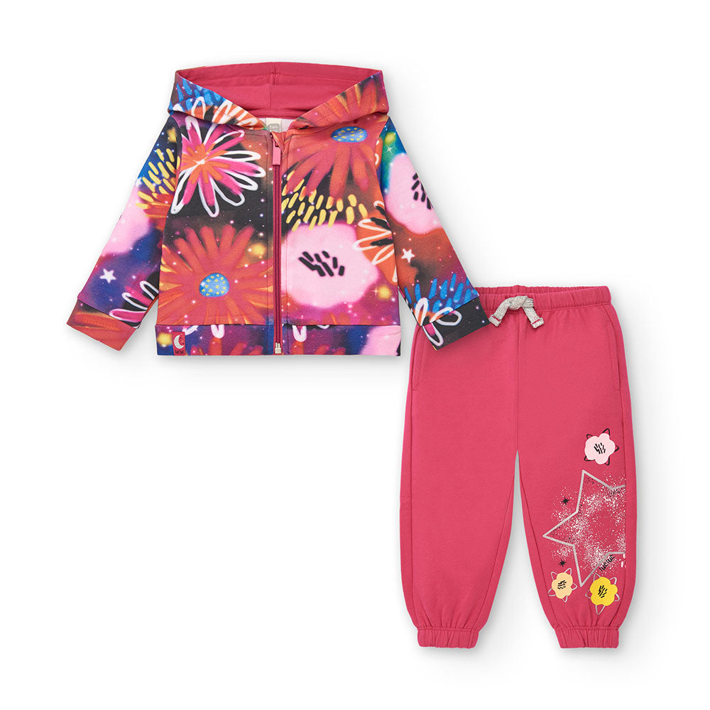 Completo due pezzi della Linea Abbigliamento Bambina Tuc Tuc, con felpa con cappuccio aperta sul ...