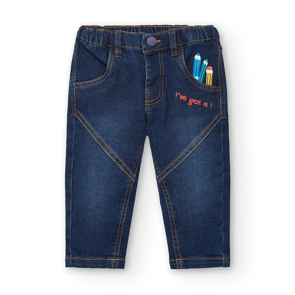 
Pantalone jeans della Linea Abbigliamento Bambino Tuc Tuc, con applicazioni e piccole stampe mul...