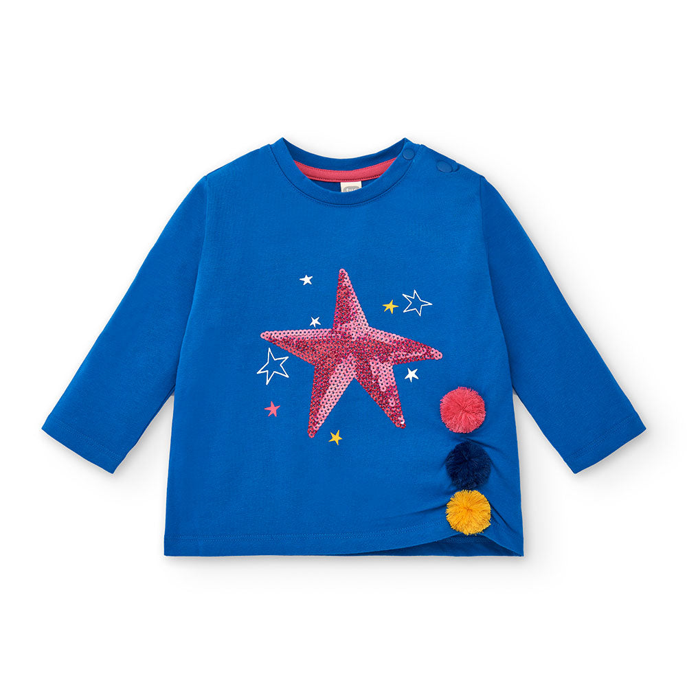 T-shirt della Linea Abbigliamento Bambina Tuc Tuc, a manica lunga con applicazione in paillettes ...