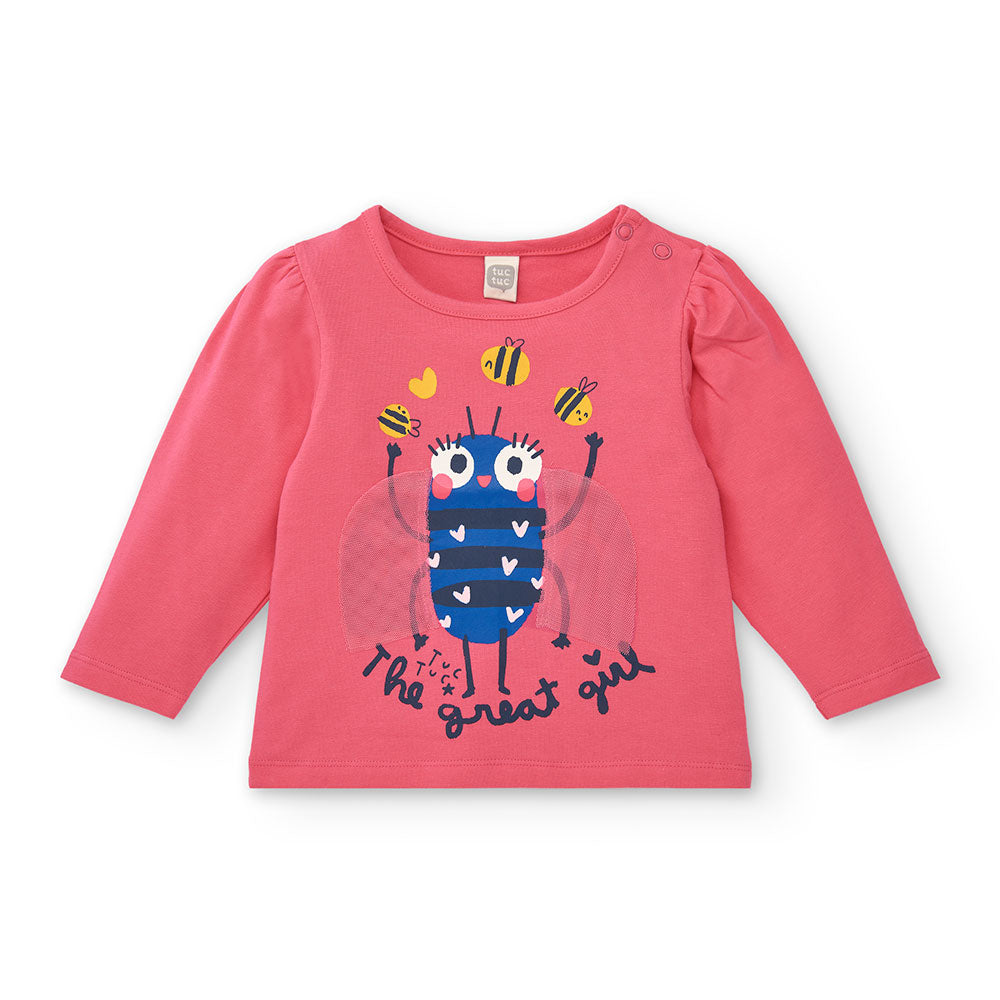 T-shirt della Linea Abbigliamento Bambina Tuc Tuc, con manica lunga e sul davanti stampa multicol...