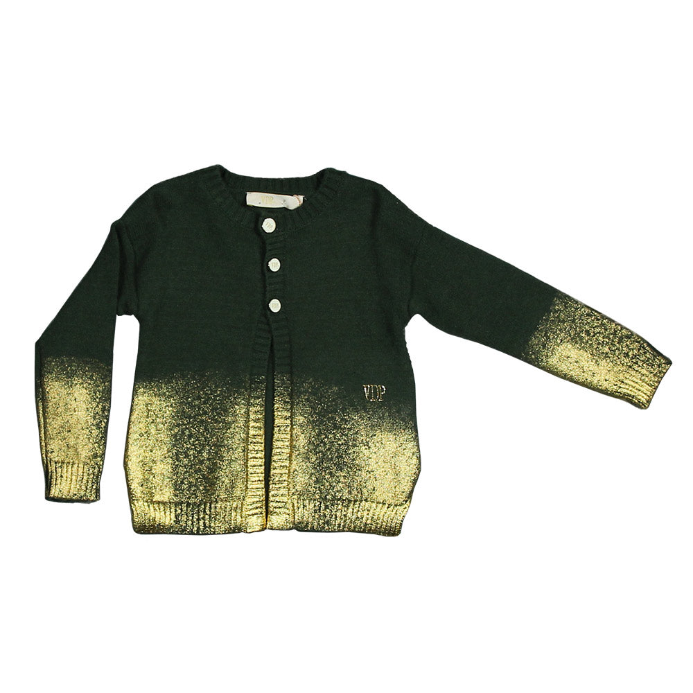 
  Cardigan della linea abbigliamento bambina Via Delle Perle a tinta unita con sfumatura
  dorat...